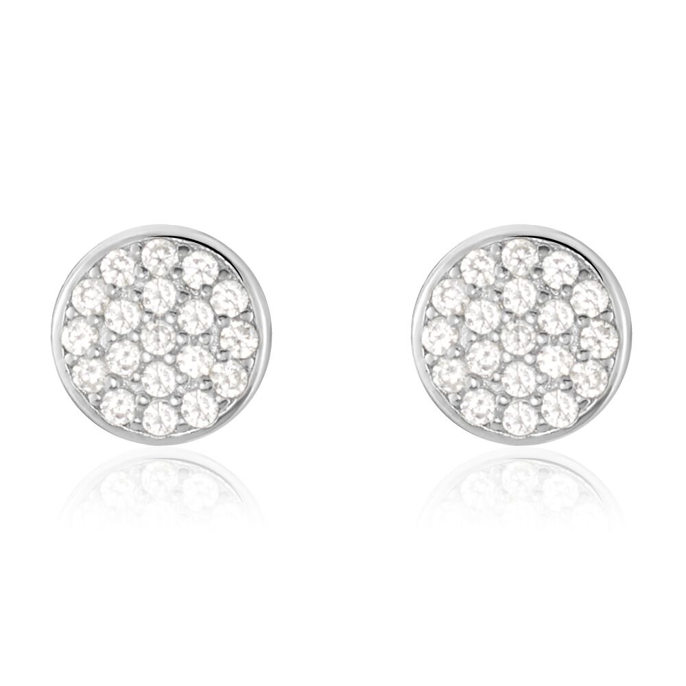 Boucles D'oreilles Puces Argent Blanc Victorin Oxydes De Zirconium - Puces Femme | Marc Orian