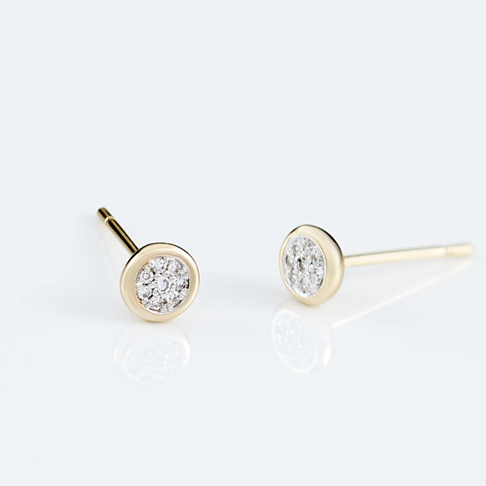 Boucles D'oreilles Puces Or Jaune Diamants - Puces Femme | Marc Orian