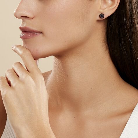 Boucles D'oreilles Puces Micaelle Teintees Or Jaune Perle De Culture - Clous d'oreilles Femme | Marc Orian