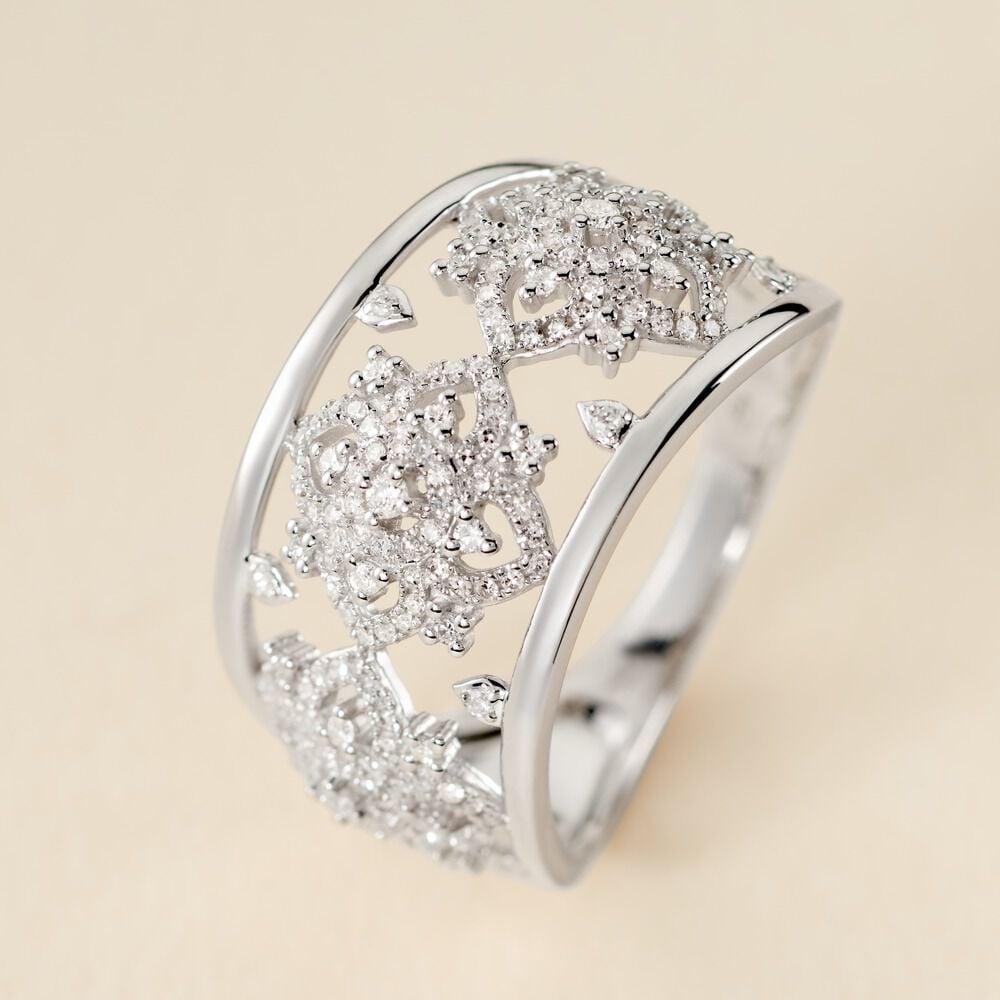 Bague Ros&eacute;e Or Blanc Diamant - Bagues pierres pr&eacute;cieuses Femme | Marc Orian