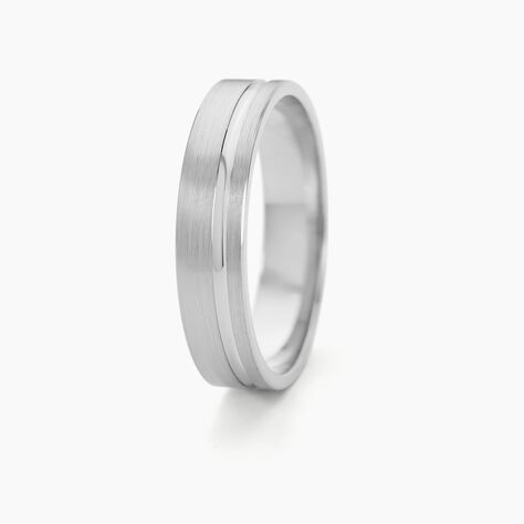 Alliance Mat Et Brillant Liseret Ruban Plat Palladium Blanc - Alliances duo Homme | Marc Orian