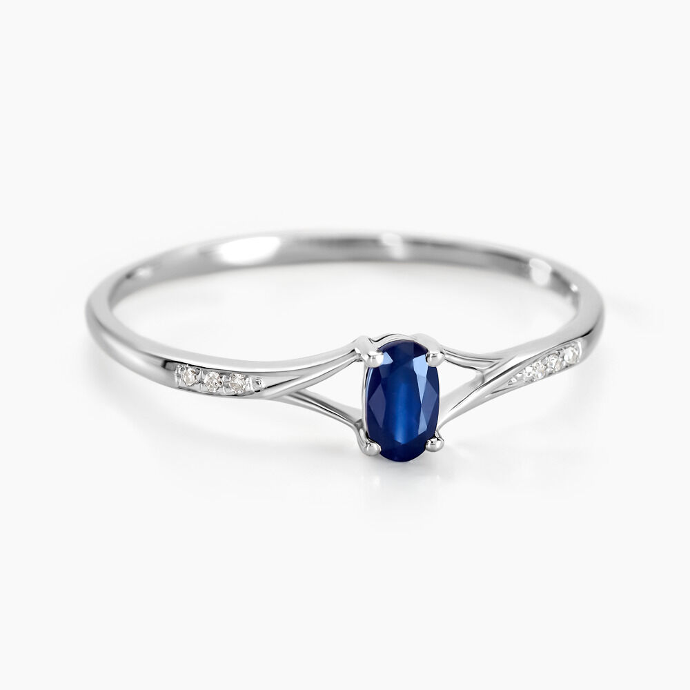 Bague Charmante Or Blanc Saphir Et Diamant - Solitaires Femme | Marc Orian