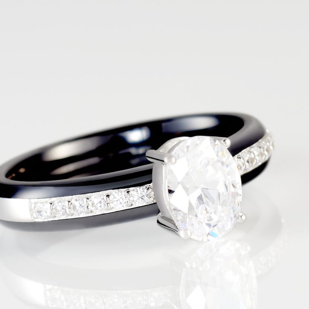 Bague Solitaire Neville Argent Blanc Céramique Et Oxyde De Zirconium - Bagues Femme | Marc Orian