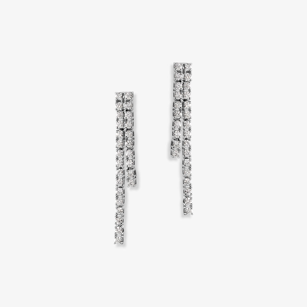 Boucles D'oreilles Pendantes River Or Blanc Diamant -  Femme | Marc Orian