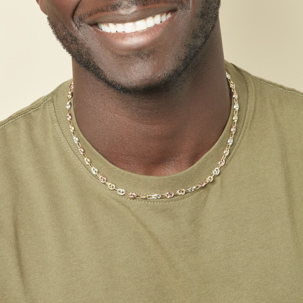 Collier Dami Maille Grain De Cafe Or Tricolore - Chaines Homme | Marc Orian