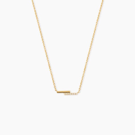 Collier Gallienne Argent Dor&eacute; A L'Or 750/1000 Oxyde De Zirconium - Colliers avec pierres Femme | Marc Orian
