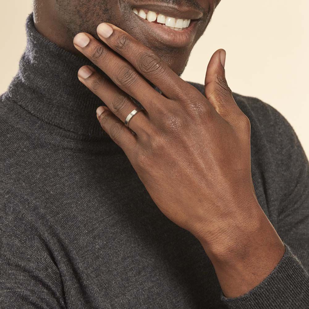 Alliance Rominus Ruban Plat Palladium Blanc - Alliances duo Homme | Marc Orian