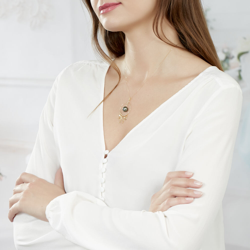 Collier Cercle Or Jaune Perle De Culture De Tahiti - Colliers avec pierres Femme | Marc Orian