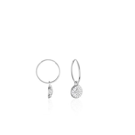 Cr&eacute;oles Lulu Or Blanc Oxyde - Boucles d'oreilles pampille Femme | Marc Orian