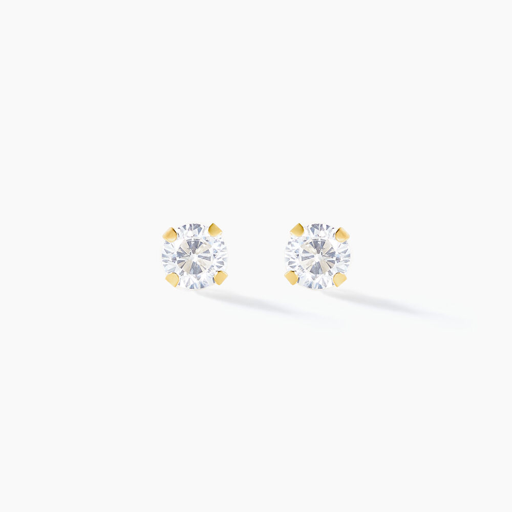 Boucles D'oreilles Puces Pepita Or Jaune Oxyde De Zirconium - Puces Famille | Marc Orian