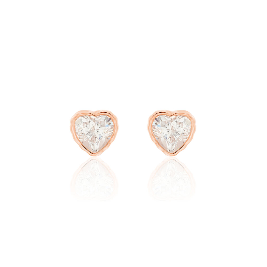 Boucles D'oreilles Puces Kadidjatou Or Rose Oxyde De Zirconium - Puces Famille | Marc Orian