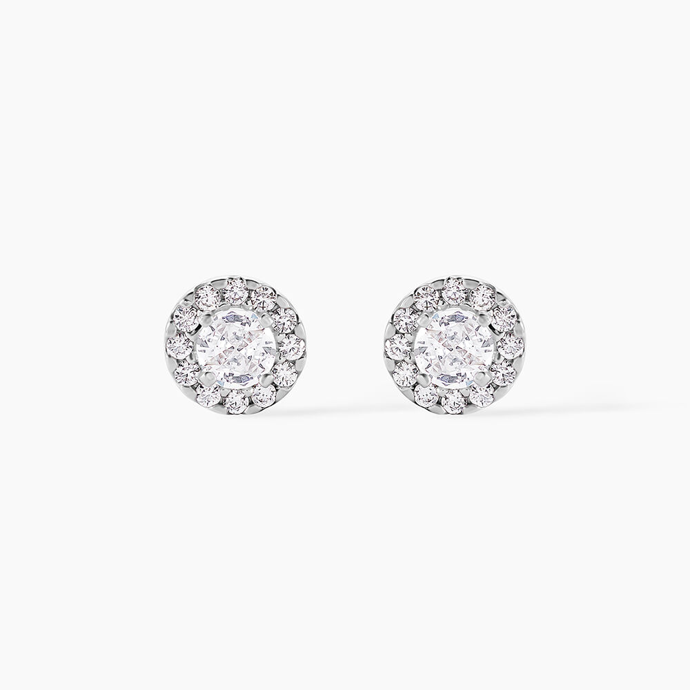 Boucles D'oreilles Puces Rosalie Or Blanc Oxyde De Zirconium - Puces Femme | Marc Orian