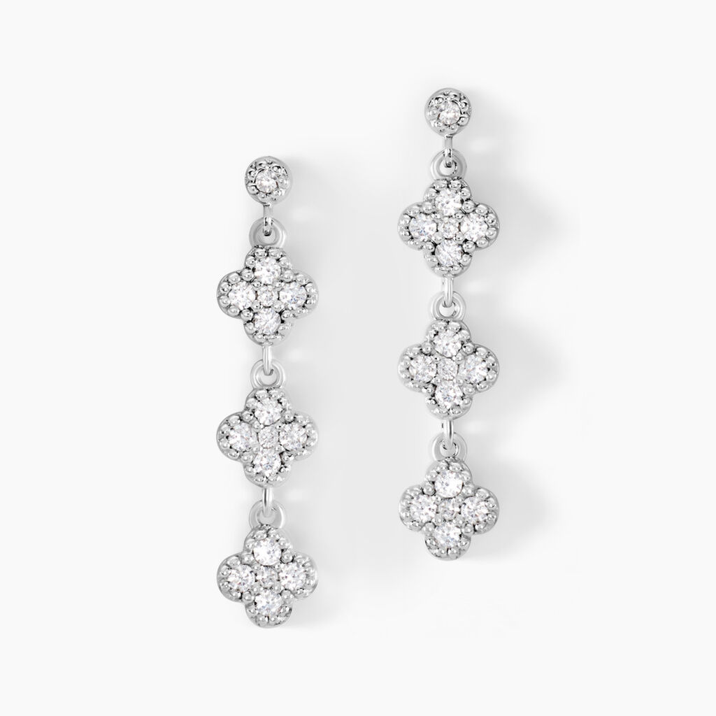 Boucles D'oreilles Pendantes Emmie Argent Blanc Oxyde De Zirconium - Pendantes Femme | Marc Orian