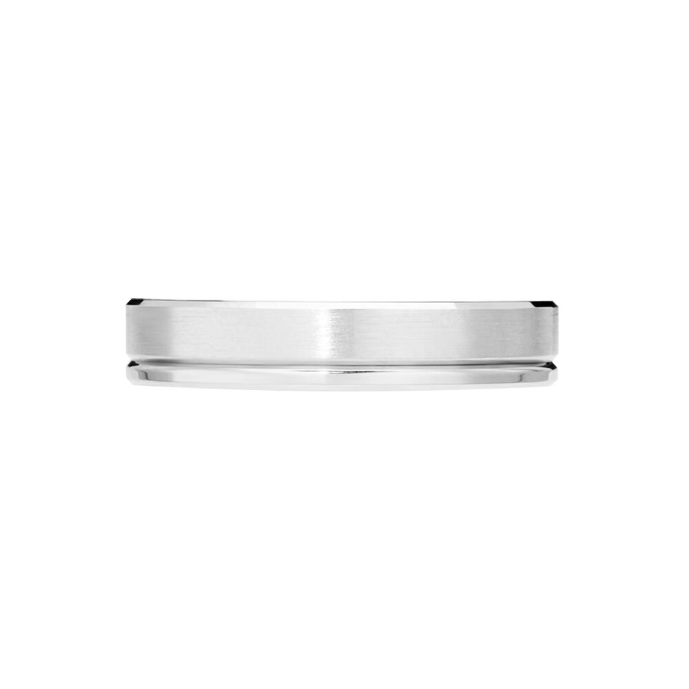 Alliance Polie Brossee Ruban Plat Or Blanc - Alliances duo Famille | Marc Orian