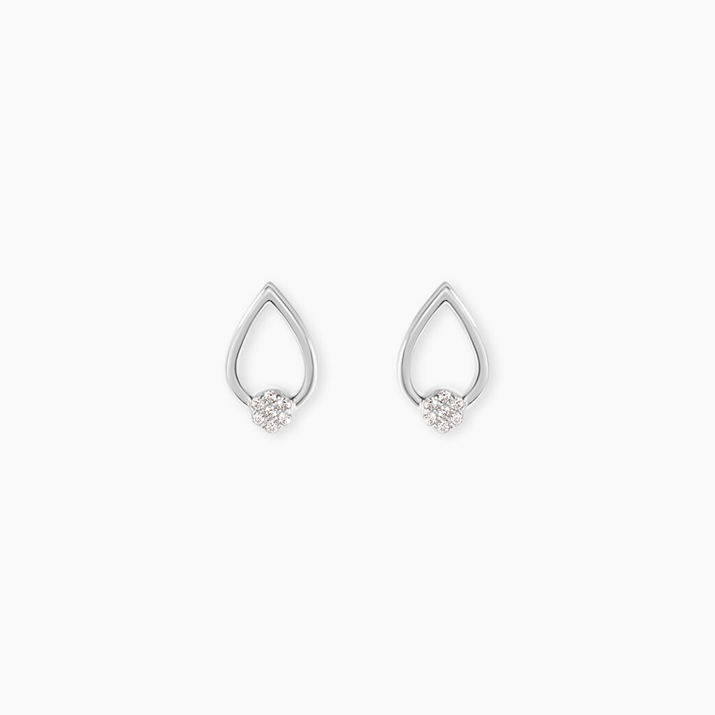 Boucles D'Oreilles Puces Cantara Argent Blanc Oxyde De Zirconium - Puces Femme | Marc Orian