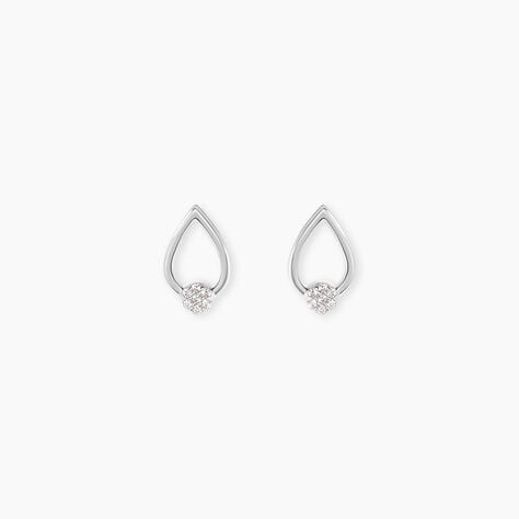 Boucles D'Oreilles Puces Cantara Argent Blanc Oxyde De Zirconium - Puces Femme | Marc Orian