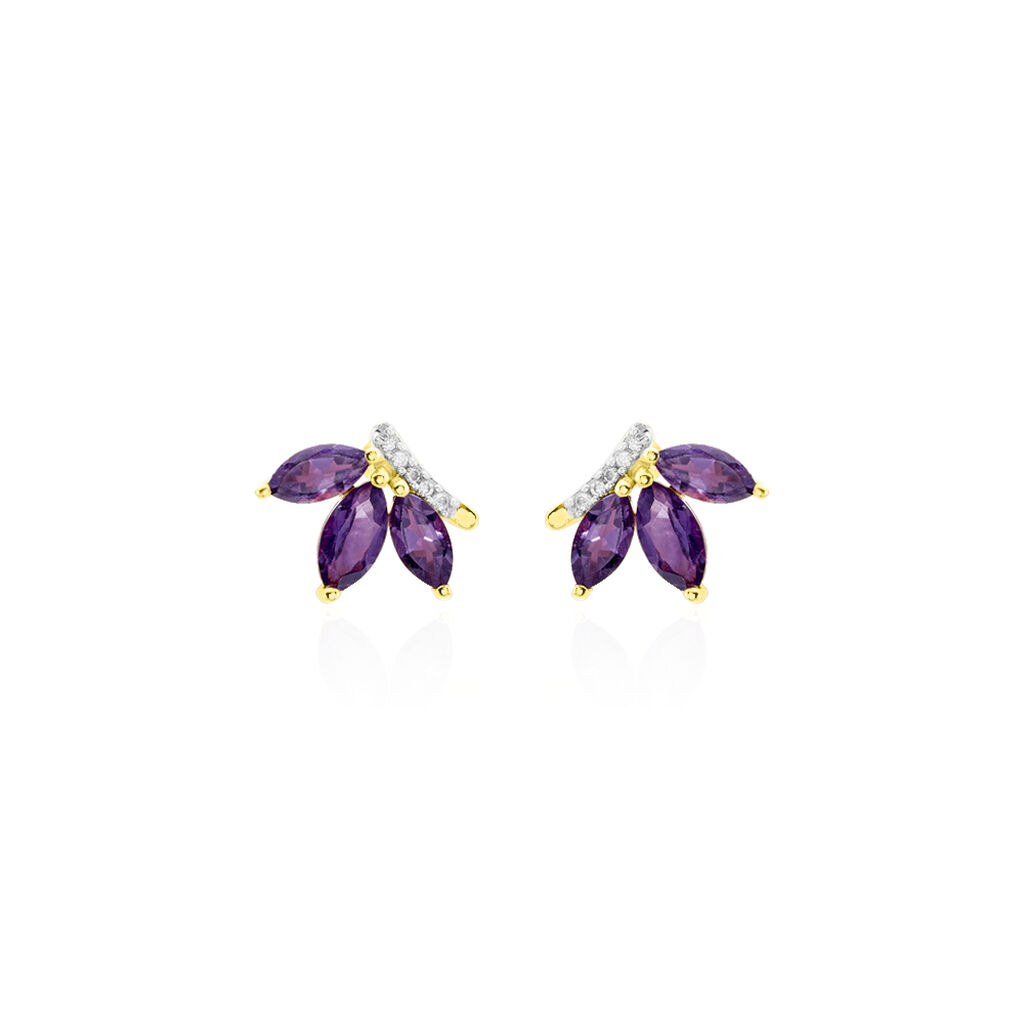 Boucles D'oreilles Puces Augustina Or Jaune Amethyste Oxyde - Puces Femme | Marc Orian