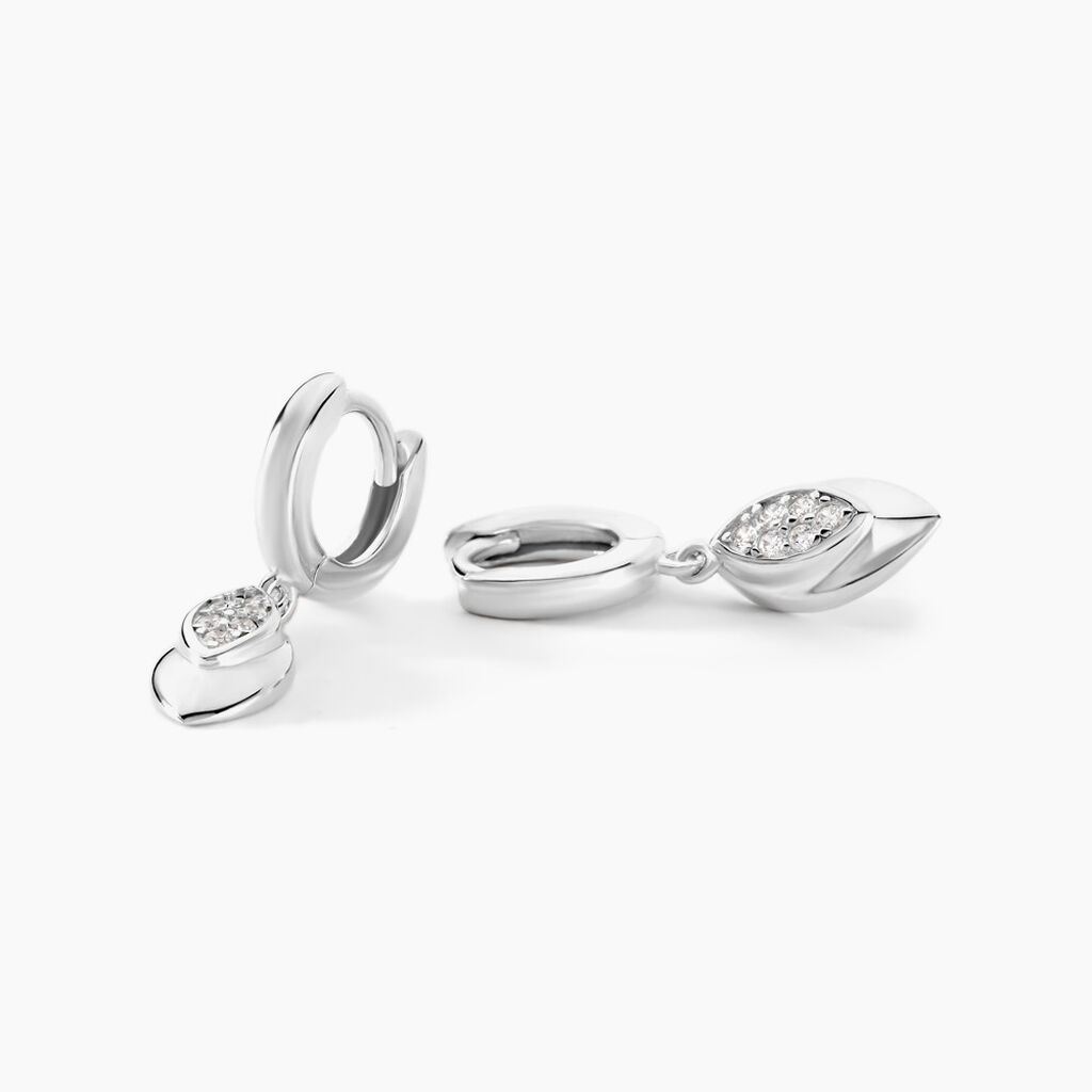 Cr&eacute;oles Duchesse Argent Blanc Oxyde De Zirconium - Cr&eacute;oles Femme | Marc Orian