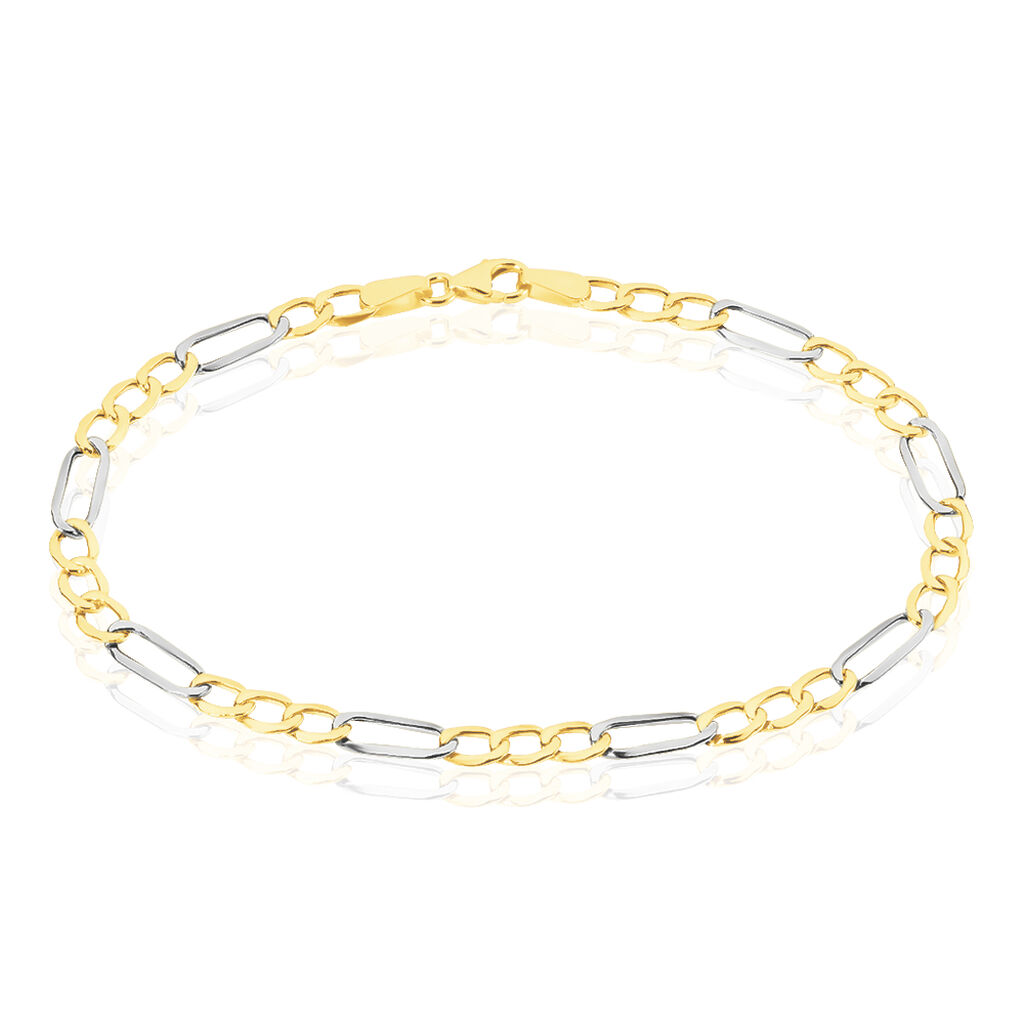 Bracelet Or Bicolore Maille Altern&eacute;e 1/3 - Bracelets mailles Femme | Marc Orian