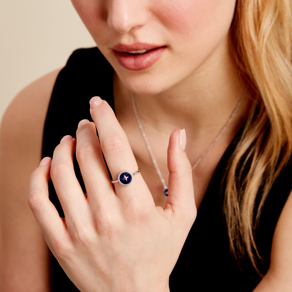Bague Izarra Argent Blanc Lapis Lazuli - Bagues de promesse Femme | Marc Orian