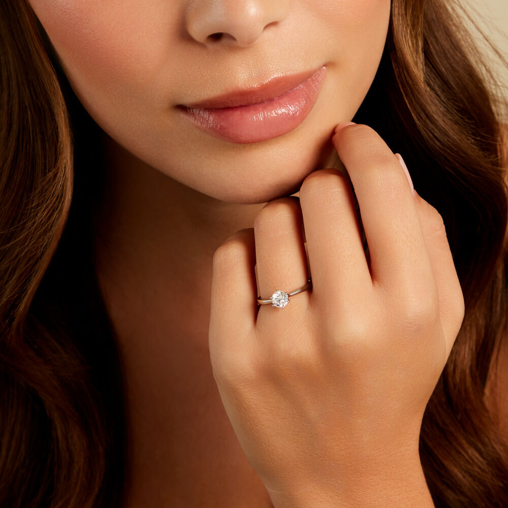 Bague Athena Platine Blanc Diamant - Solitaires Femme | Marc Orian