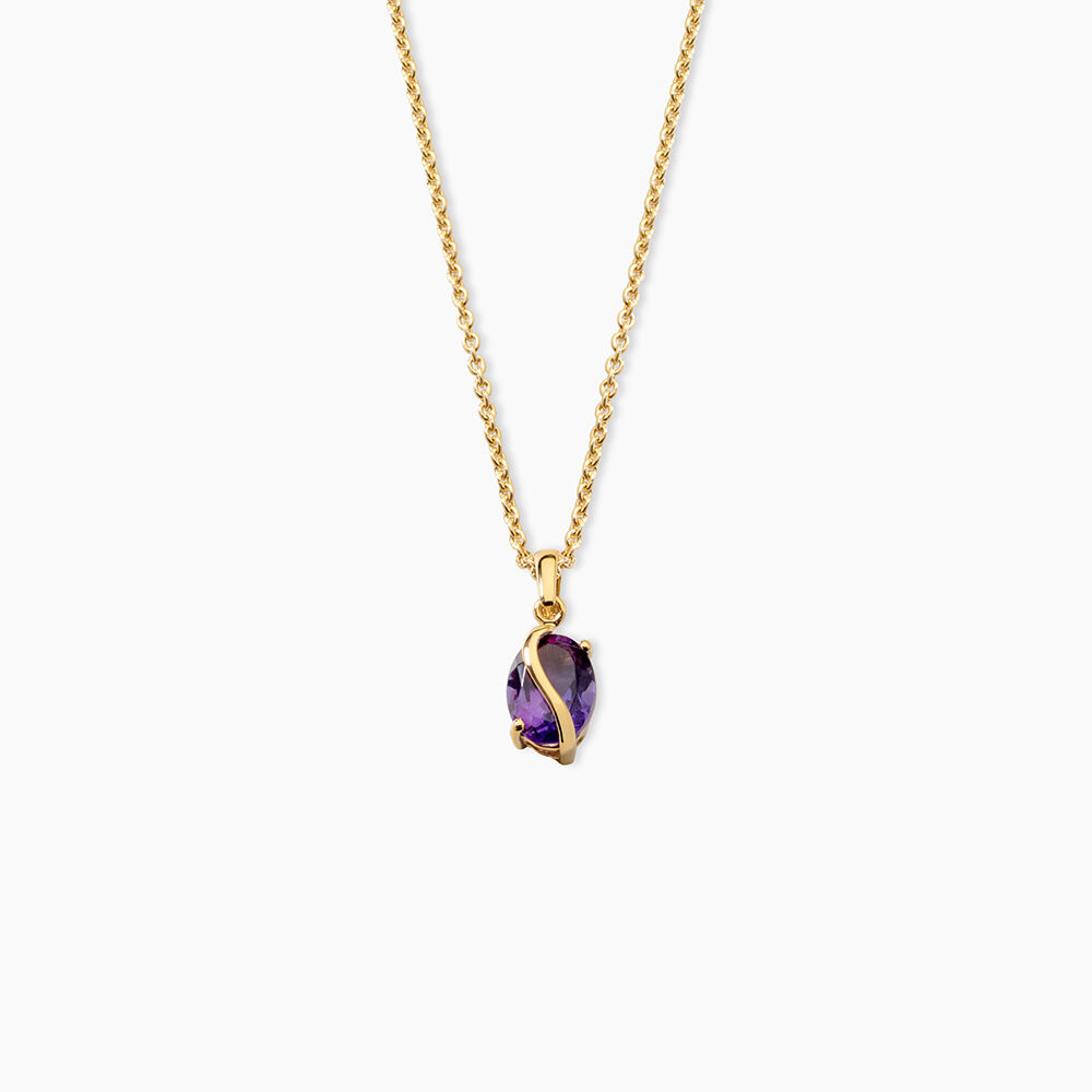 Pendentif Prudencia Argent Dor&eacute; A L'Or 750/1000 Am&eacute;thyste - Bijoux fantaisie Femme | Marc Orian