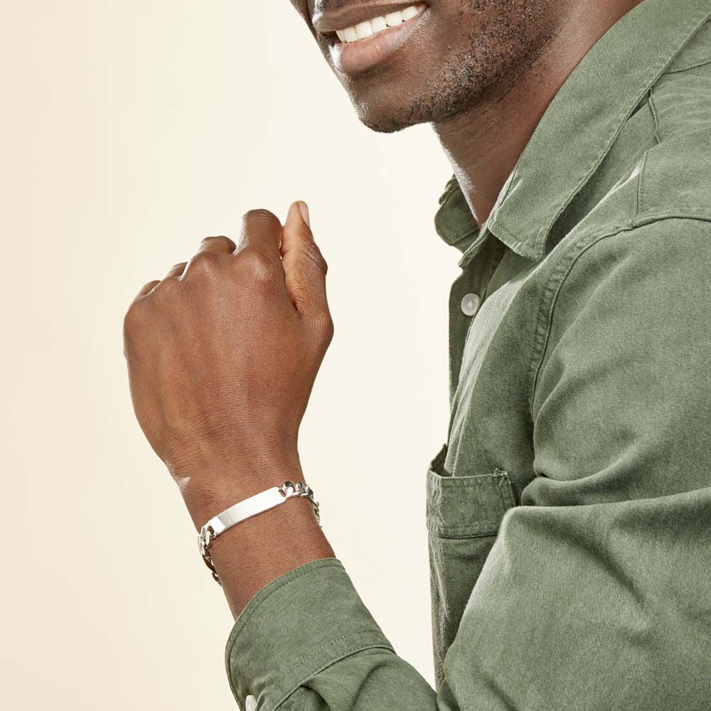 Bracelet Identité Argent Blanc Vivian - Gourmettes Homme | Marc Orian