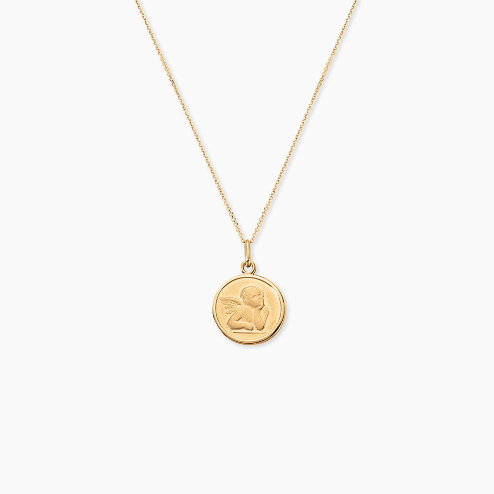Pendentif Ange Rond Or Jaune - M&eacute;dailles et m&eacute;daillons Famille | Marc Orian