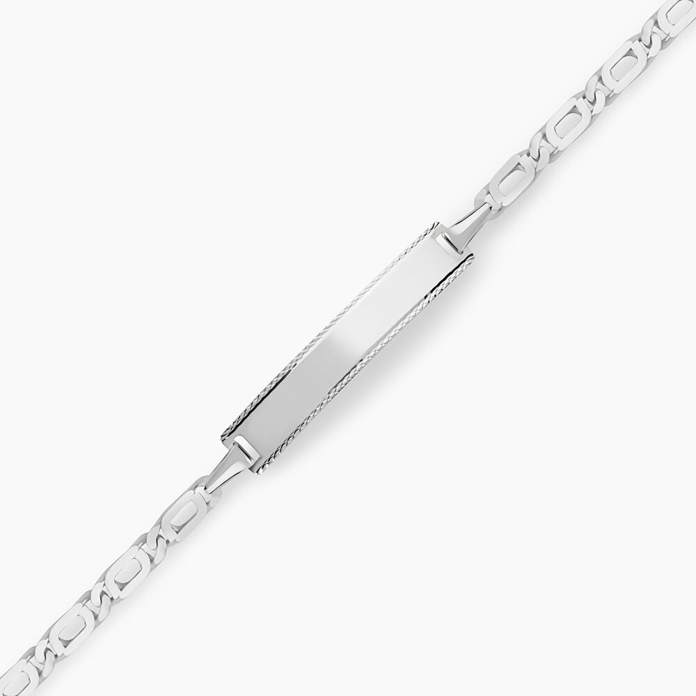 Bracelet Identit&eacute; Fanelia Maille Marine Or Blanc - Gourmettes Enfant | Marc Orian