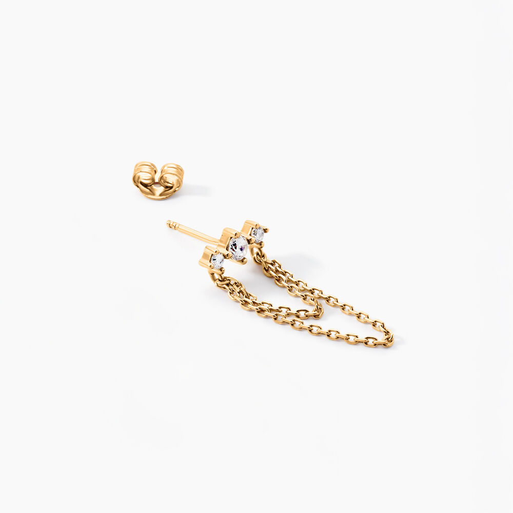 Boucle D'oreille Unitaire Pendante Serenity Plaqu&eacute; Or Jaune Oxyde  - Piercings d'oreilles Femme | Marc Orian