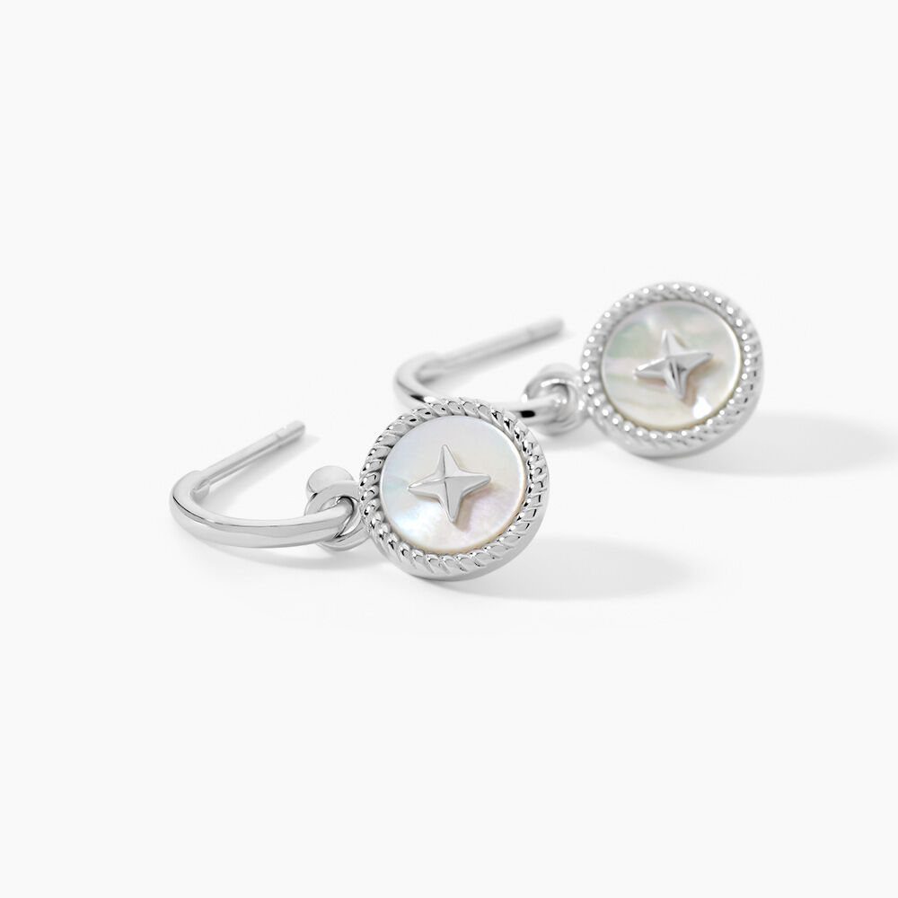 Cr&eacute;oles Izarra Argent Blanc Nacre - Boucles d'oreilles pampille Femme | Marc Orian