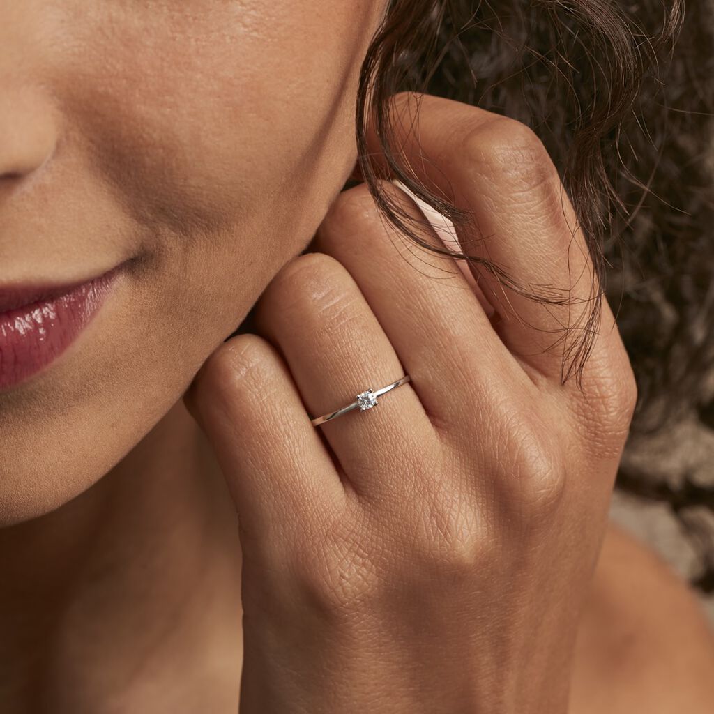 Bague Solitaire Etan Argent Blanc Oxyde De Zirconium - Bagues Solitaire Femme | Marc Orian