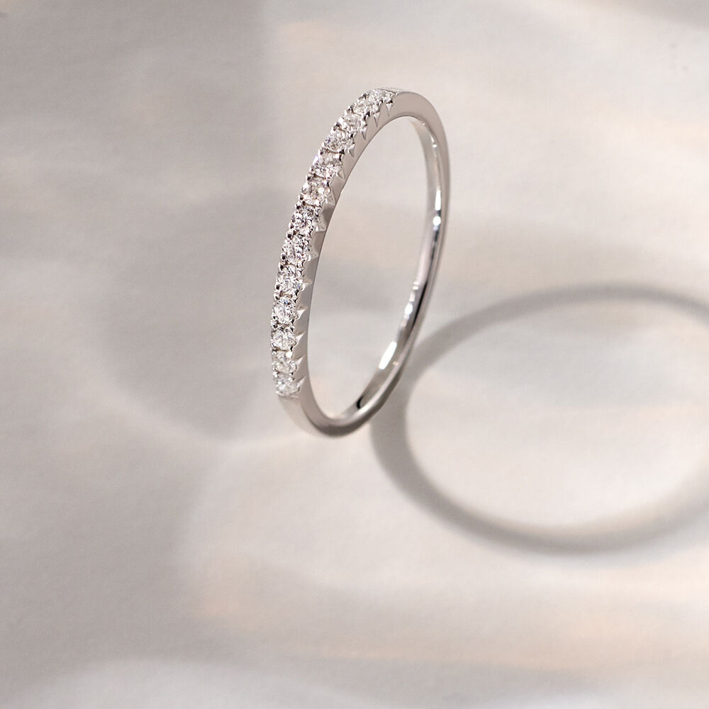 Alliance Pristina Or Blanc Diamant - Alliances avec pierres Femme | Marc Orian