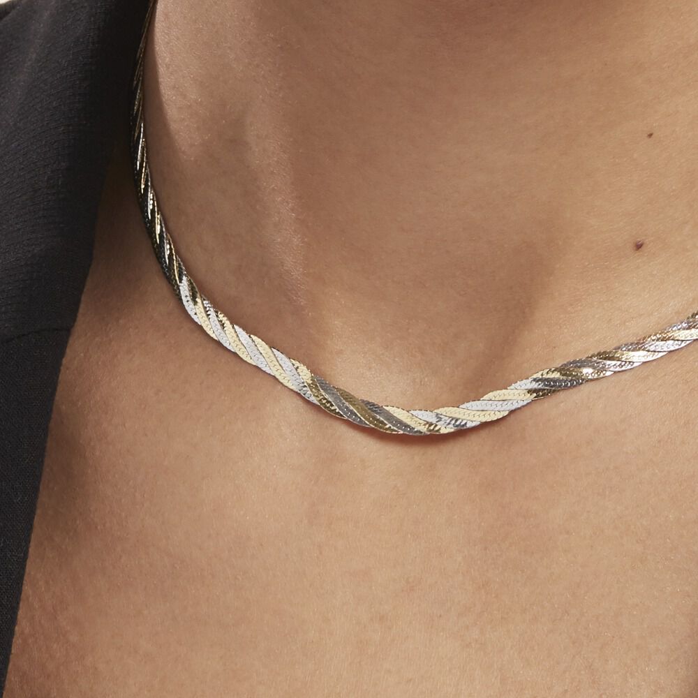 Collier Argent Bicolore Akio - Chaines Femme | Marc Orian