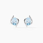 Boucles D'oreilles Puces Vrille Ovale Or Blanc Topaze - Puces Femme | Marc Orian