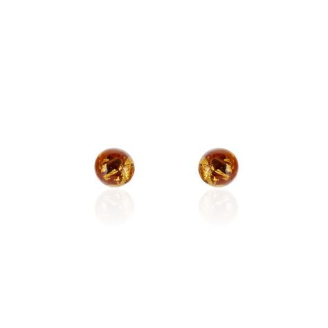 Boucles D'oreilles Puces Brunhild Argent Blanc Ambre - Puces Femme | Marc Orian
