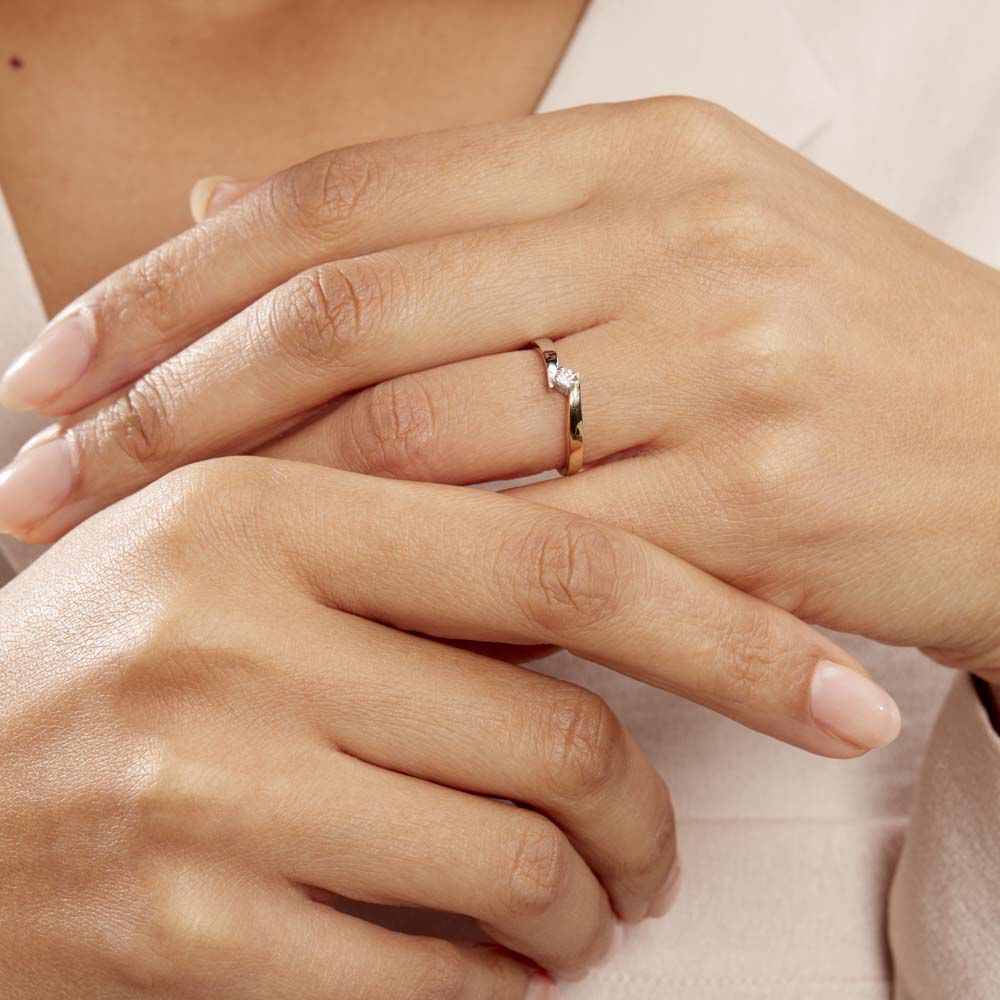 Bague Solitaire Francienne Or Bicolore Diamant - Parures de mariage Femme | Marc Orian