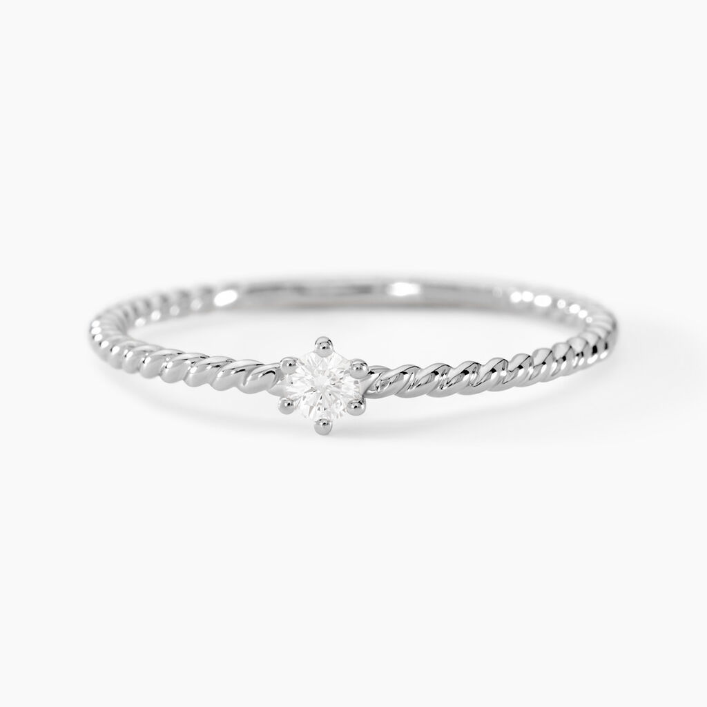 Bague Tamar Argent Blanc Diamant Synth&eacute;tique - Solitaires Femme | Marc Orian