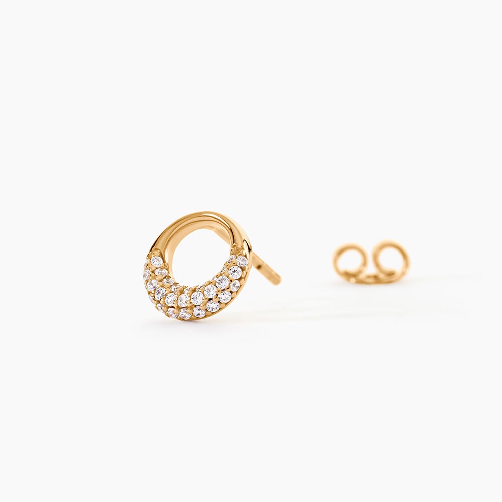 Boucles D'Oreilles Puces Shiny Et Bold Plaqu&eacute; Or Jaune Oxyde De Zirconium - Puces Femme | Marc Orian