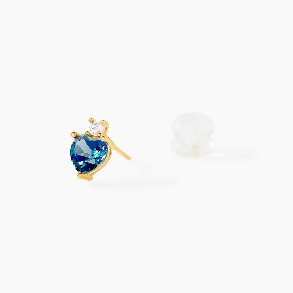 Boucles D'oreilles Puces Heart Or Jaune Topaze Oxyde De Zirconium - Puces Femme | Marc Orian