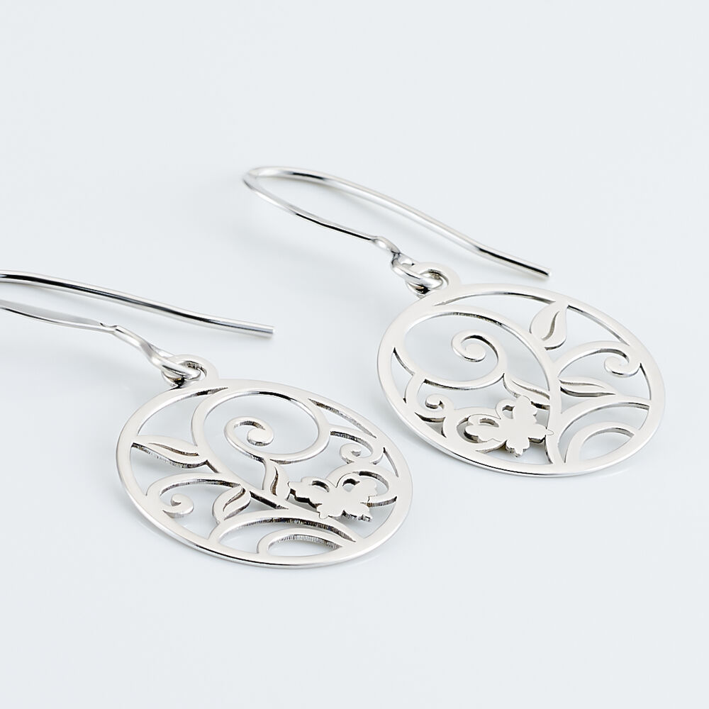 Boucles D'oreilles Pendantes Hita Argent Blanc - Pendantes Femme | Marc Orian