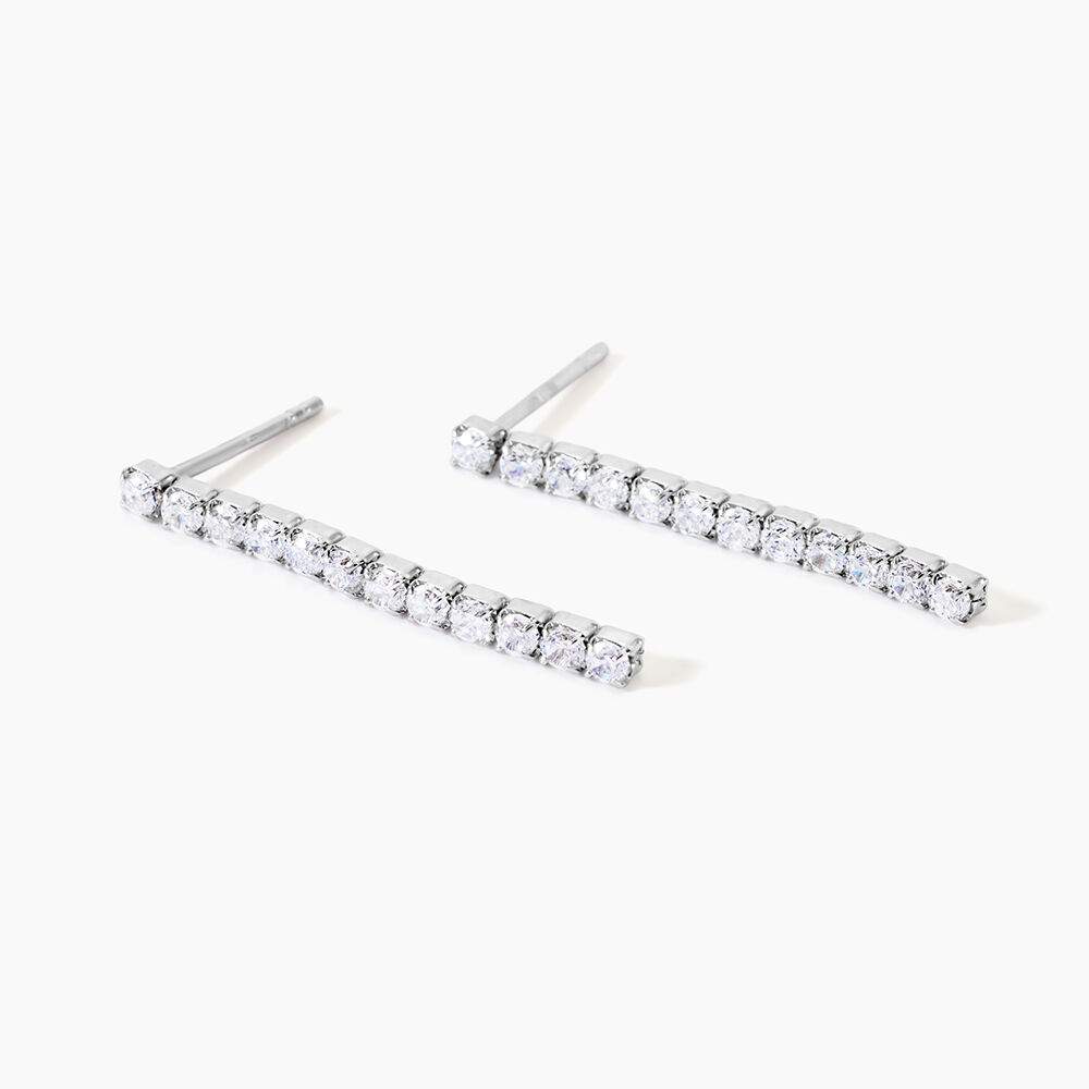 Boucles D'Oreilles Pendantes Lexane Argent Blanc Oxyde De Zirconium - Pendantes Femme | Marc Orian