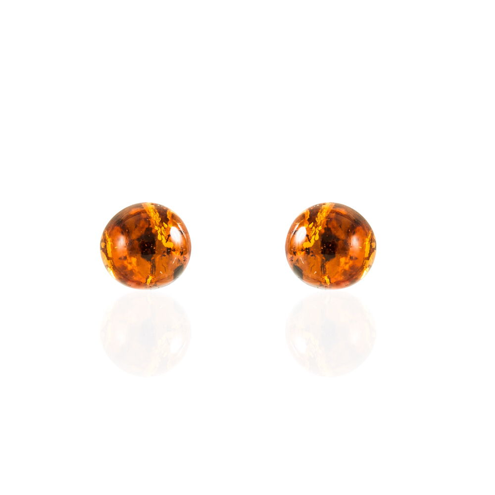 Boucles D'oreilles Puces Brunhild Argent Blanc Ambre - Puces Femme | Marc Orian