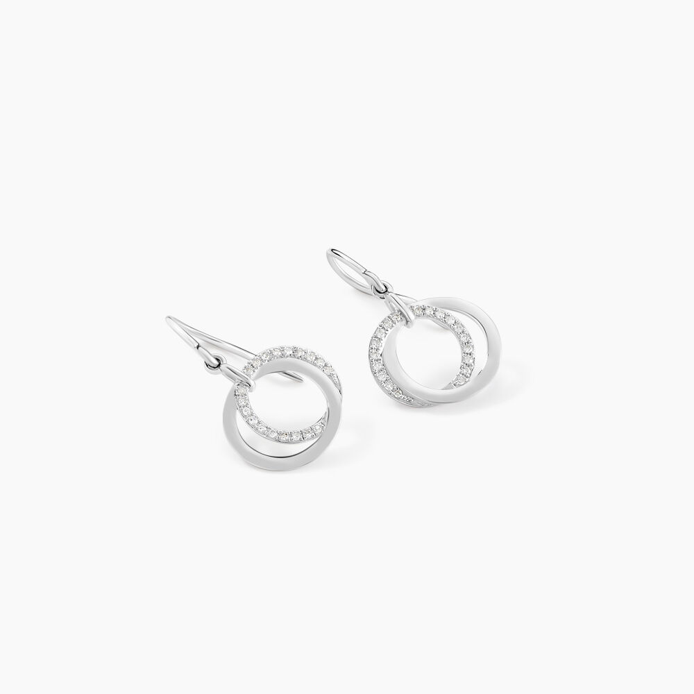 Boucles D'oreilles Pendantes Or Blanc Tresha Diamants -  Femme | Marc Orian