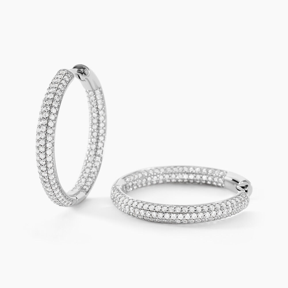Créoles Suzel Argent Blanc Oxyde De Zirconium - Créoles Femme | Marc Orian