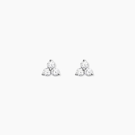 Boucles D'oreilles Puces Thylane Argent Blanc Oxyde De Zirconium - Puces Femme | Marc Orian