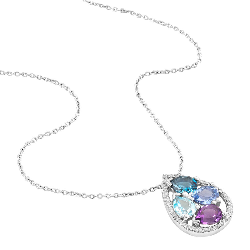 Collier Or Blanc Topaze Et Saphir - Colliers avec pierres Femme | Marc Orian