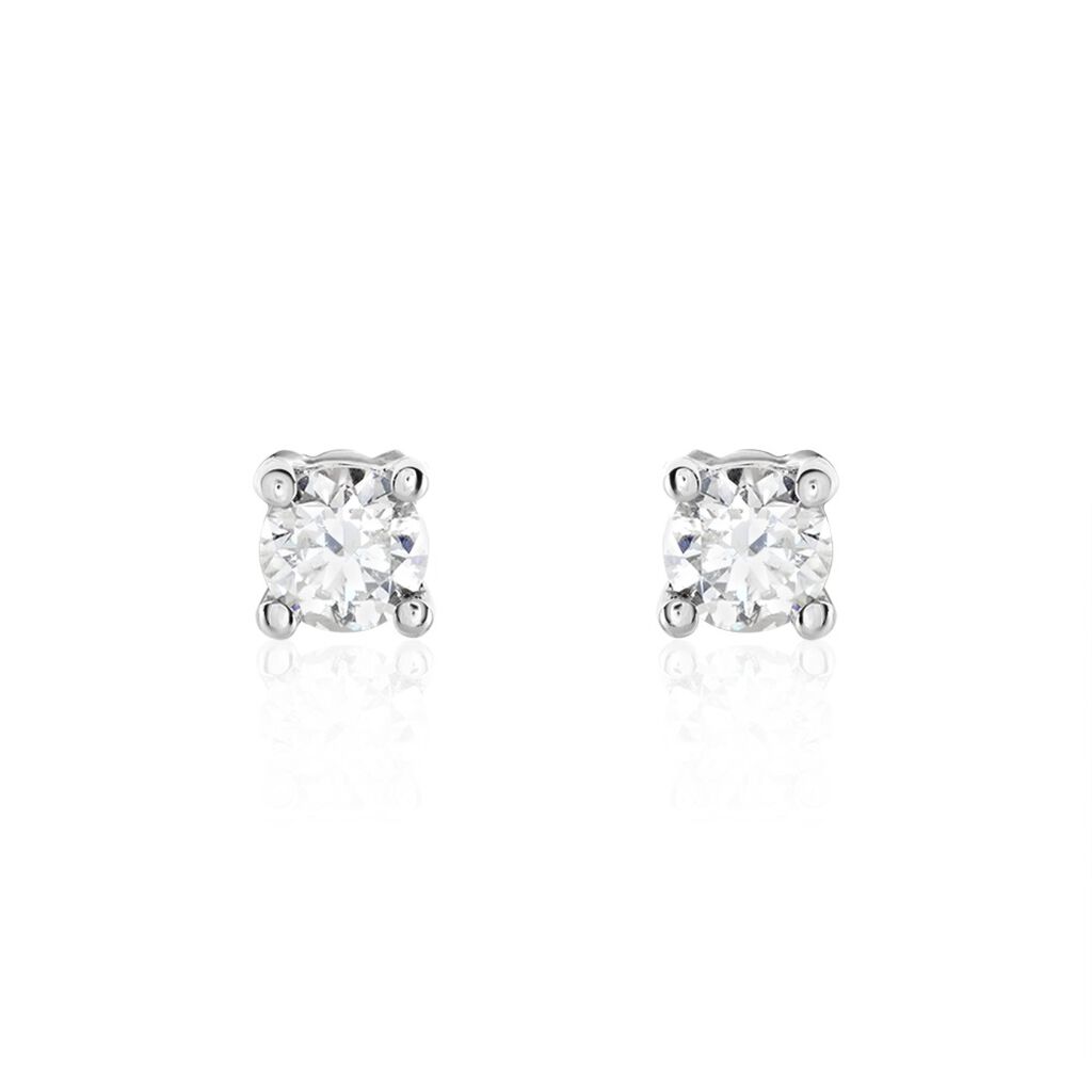 Boucles D'oreilles Puces Victoria Or Blanc Diamant - Puces Femme | Marc Orian