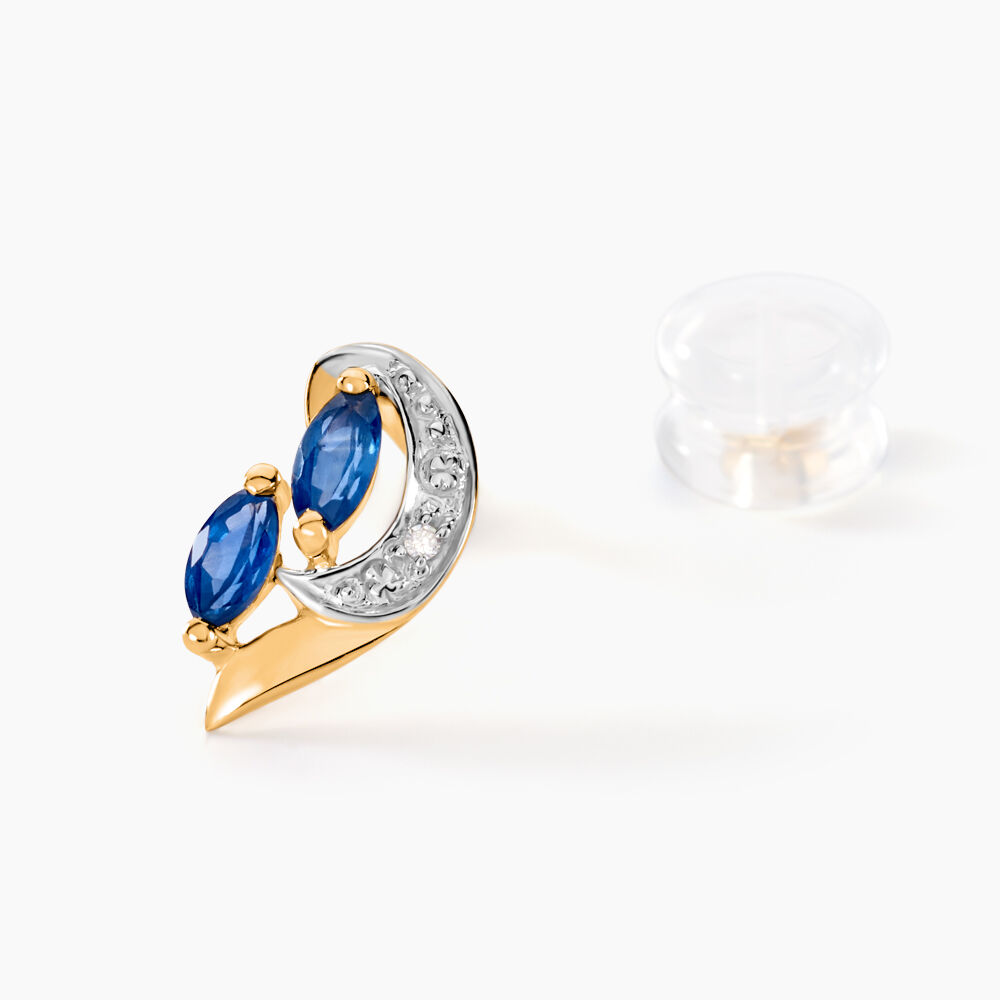 Boucles D'oreilles Puces Sakina Or Jaune Saphir Et Diamant Et Divers - Puces Femme | Marc Orian