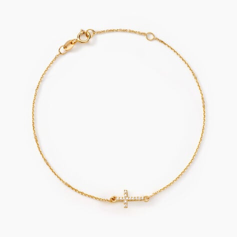 Bracelet Cobeia Croix Maille Forçat Or Jaune Oxyde De Zirconium - Bracelets chaînes Femme | Marc Orian